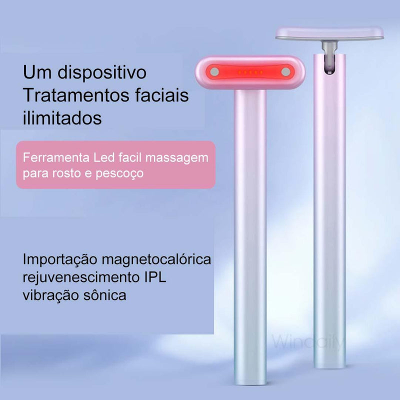 Varinha Facial 4 em 1 - Terapia de Luz Vermelha, Massagem Facial e Cuidados com a Pele