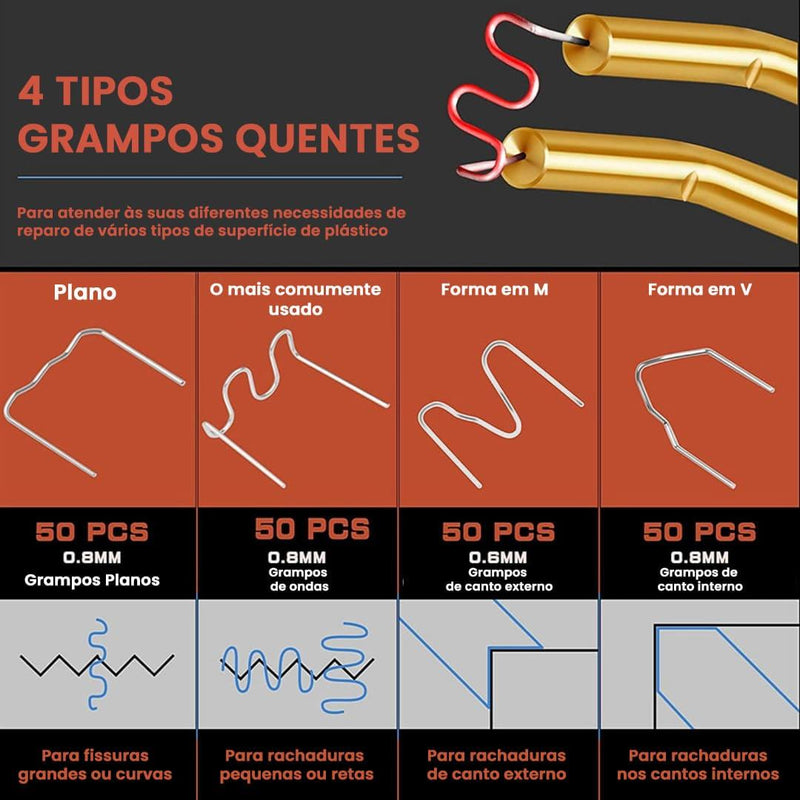 Kit de Reparos de Carros - Soldador com Grampos Quentes